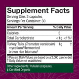 Host Defense, Turkey Tail Capsules, Natural Immune System and Digestive Support, Mushroom Supplement, Unflavored, 60